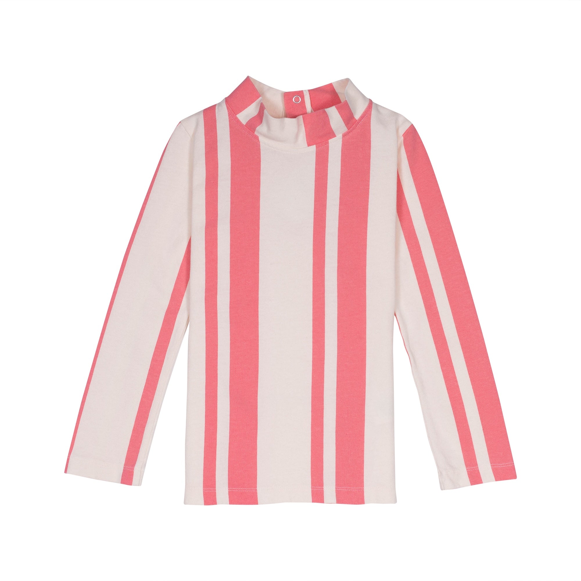 Double Jersey Demi Turtle Neck - Fantastic Stripe Bubble Pink