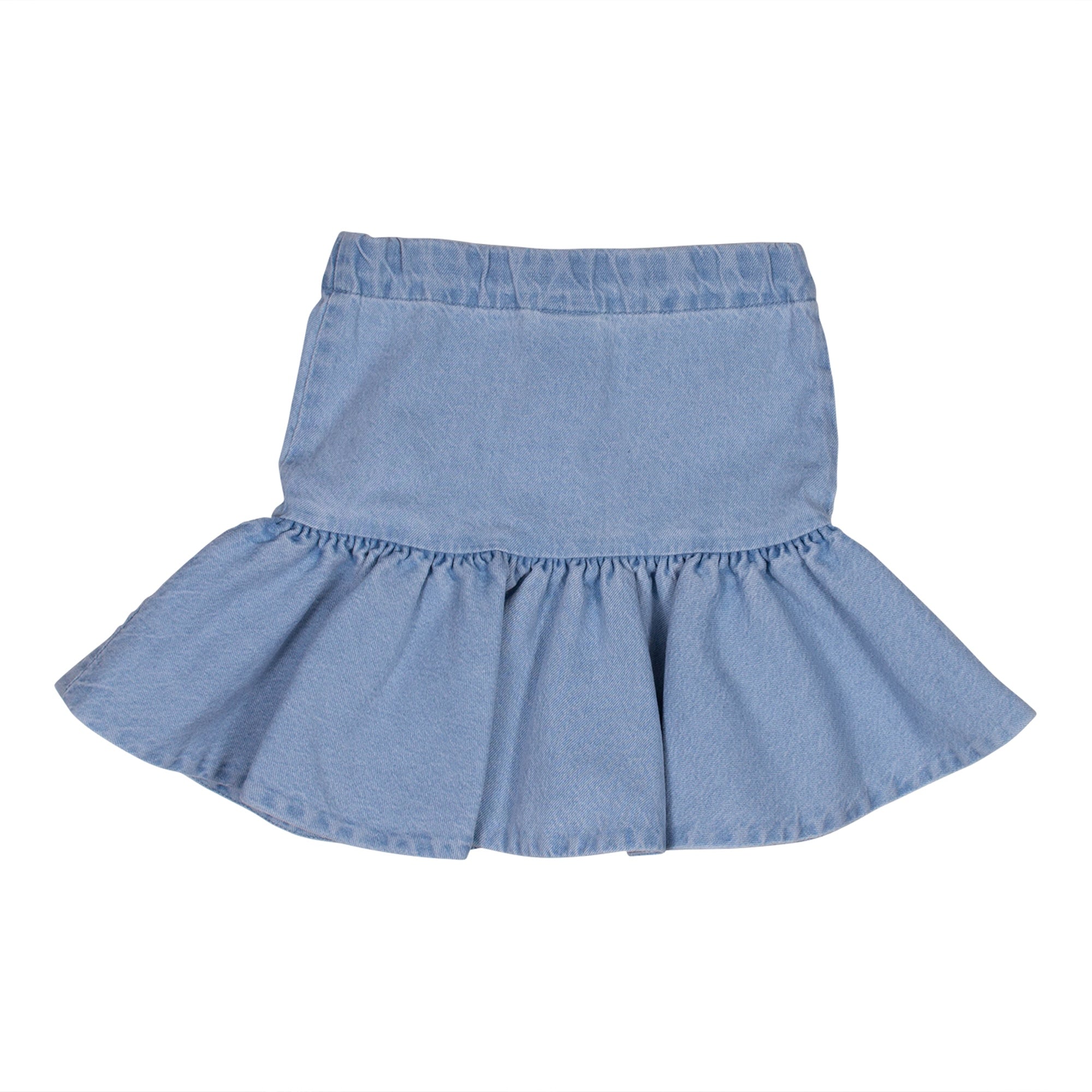 Denim Puff Skirt - Pale Bleach Wash