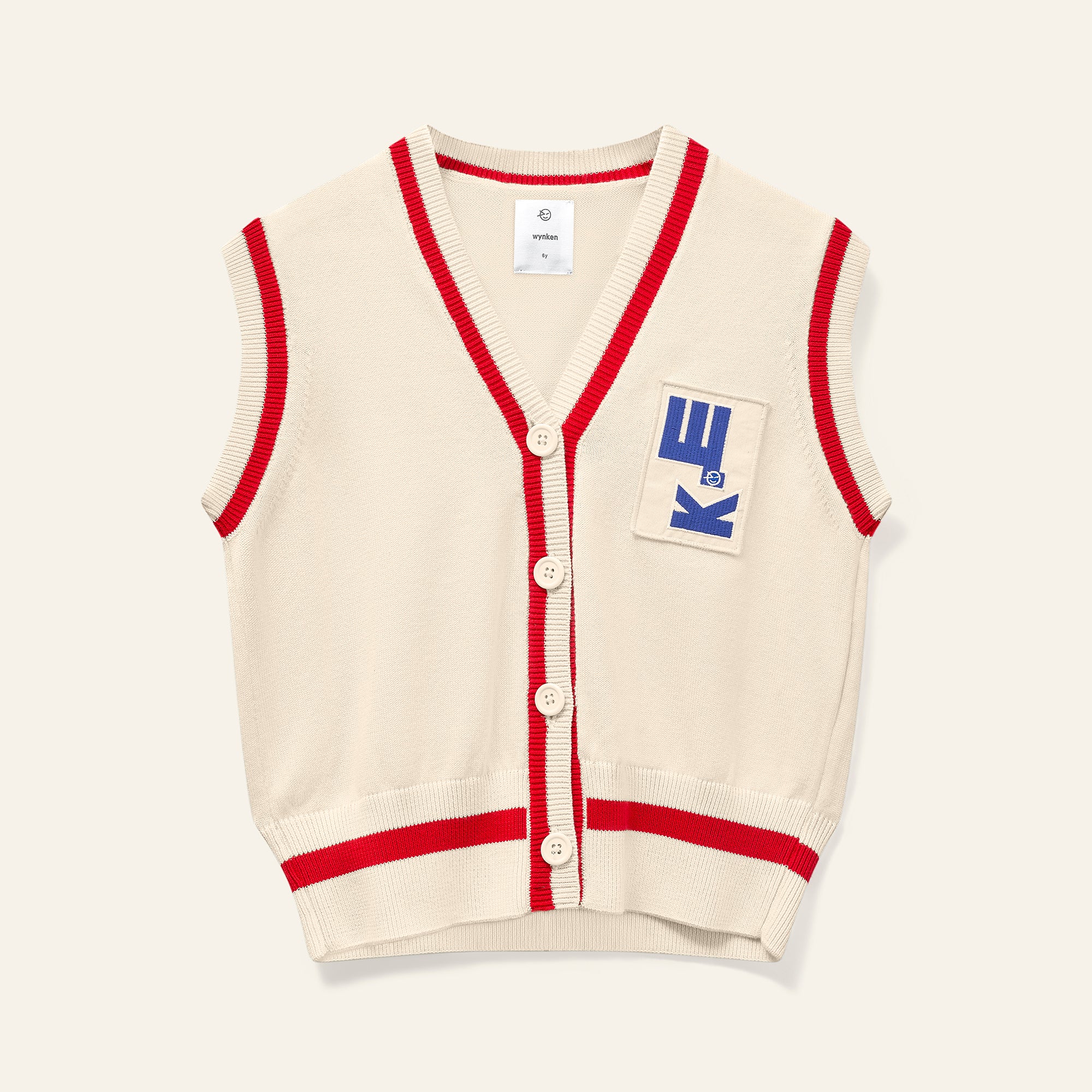 Tip Waistcoat - Ecru / Red