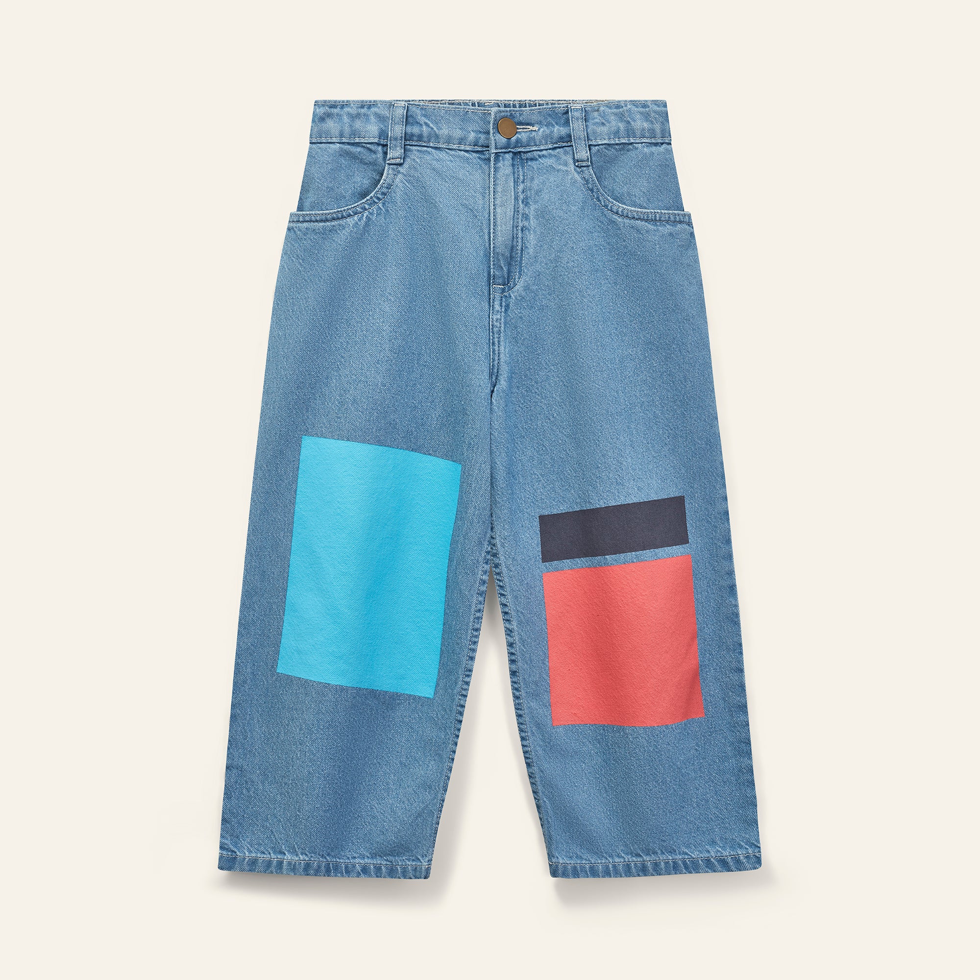 Kite Block Jean - Sky Blue / Sunset Red